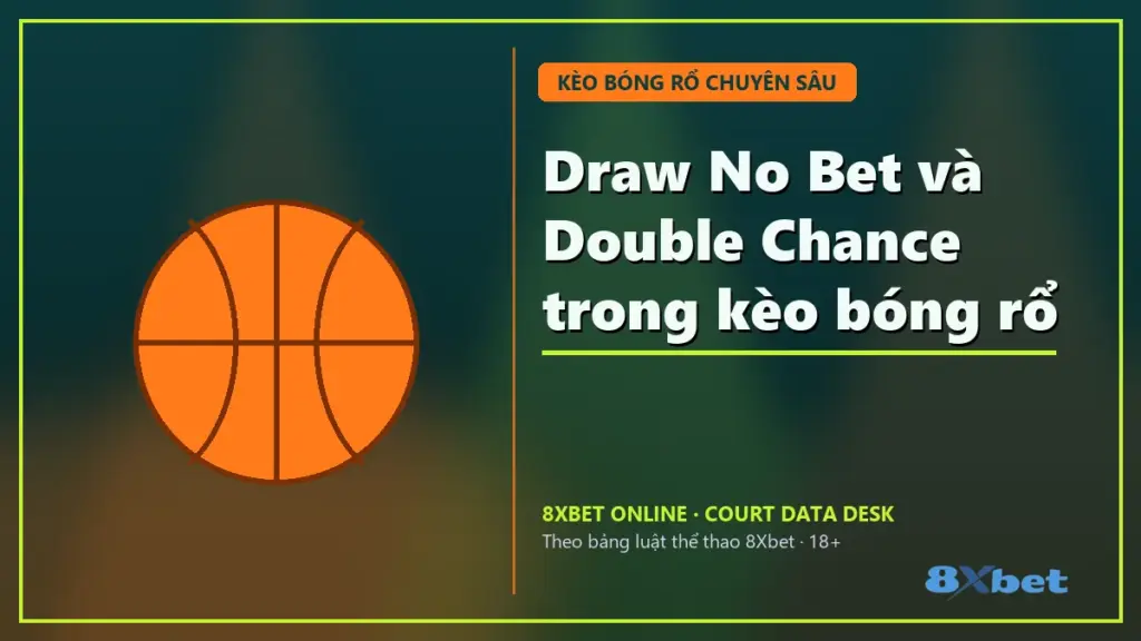 Draw No Bet và Double Chance trong kèo bóng rổ trên thẻ sân bóng rổ xanh teal cam