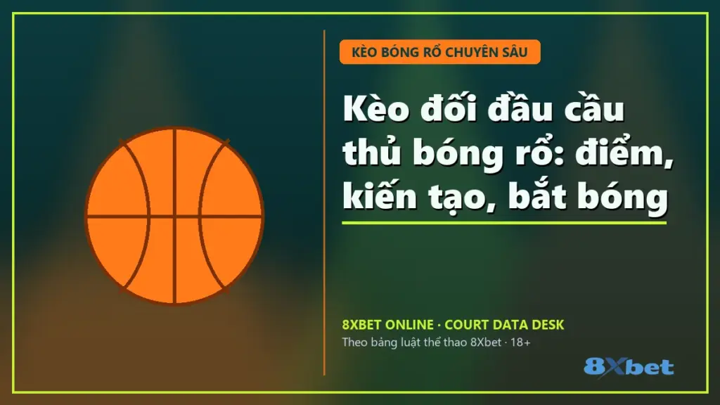 Kèo đối đầu cầu thủ bóng rổ: điểm, kiến tạo, bắt bóng trên thẻ sân bóng rổ xanh teal cam